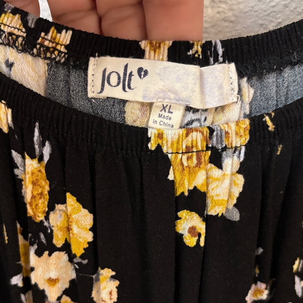 Jolt Black Maxi Dress with Yellow Floral Print